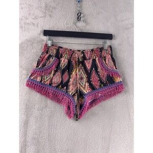 PilyQ Sasha Sassy Shorts Womens Size XS/S Multicolor Fringe Boho Swim Coverup
